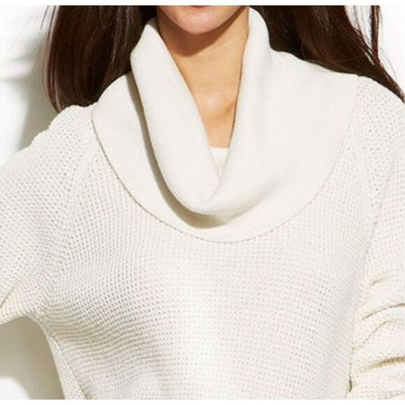 MICHAEL Michael Kors Cowl Neck Sweater Women’s M NWT Ecru Waffle Knit - Picture 10 of 11